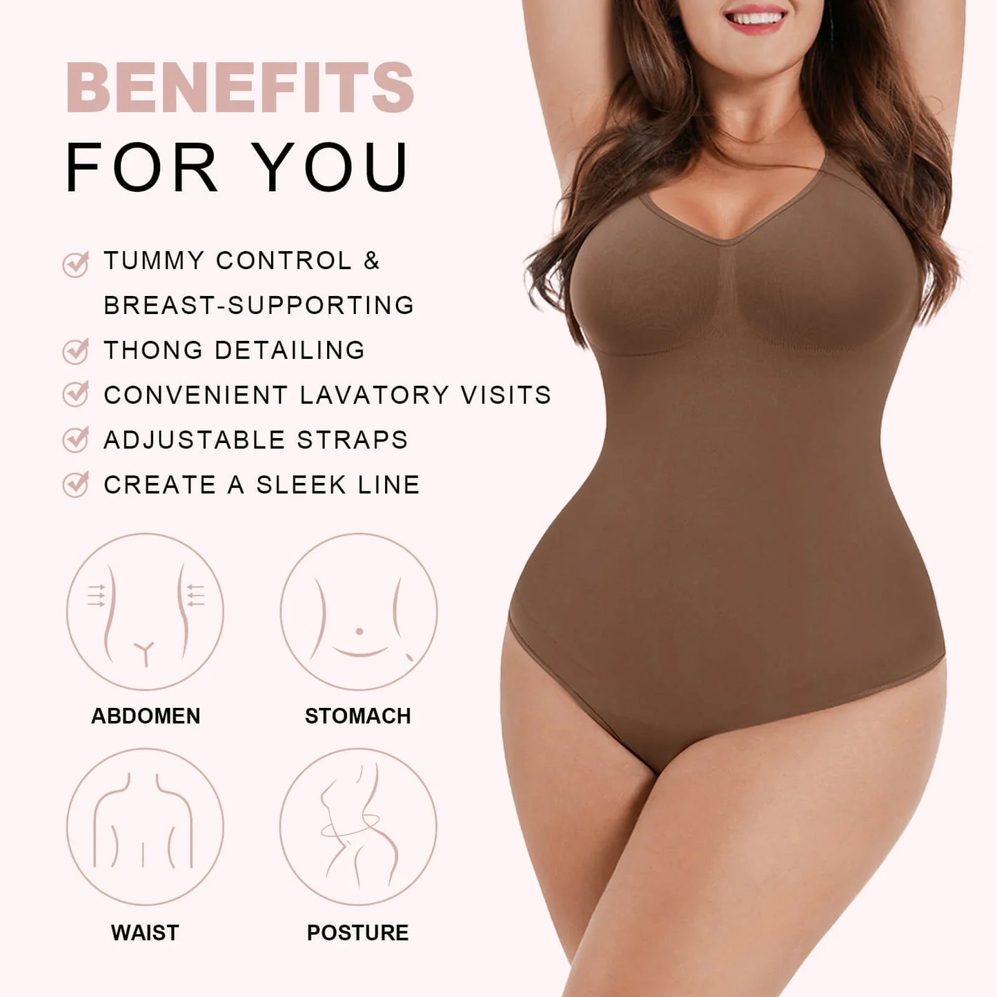 Seamless Shaper Tummy Control Thong Bodysuit