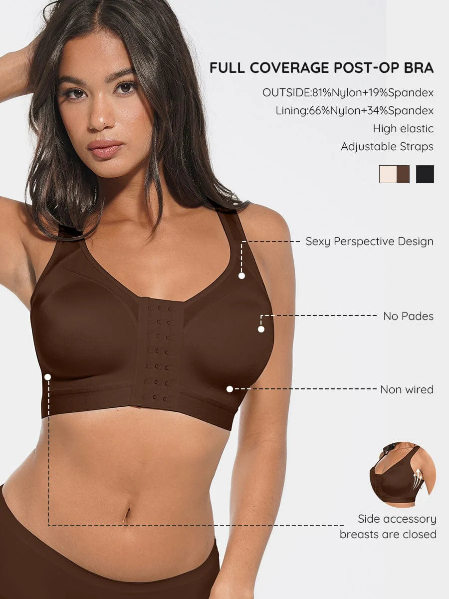 Full Coverage Wireless Back Smoothing Support Post-Surgical Bra