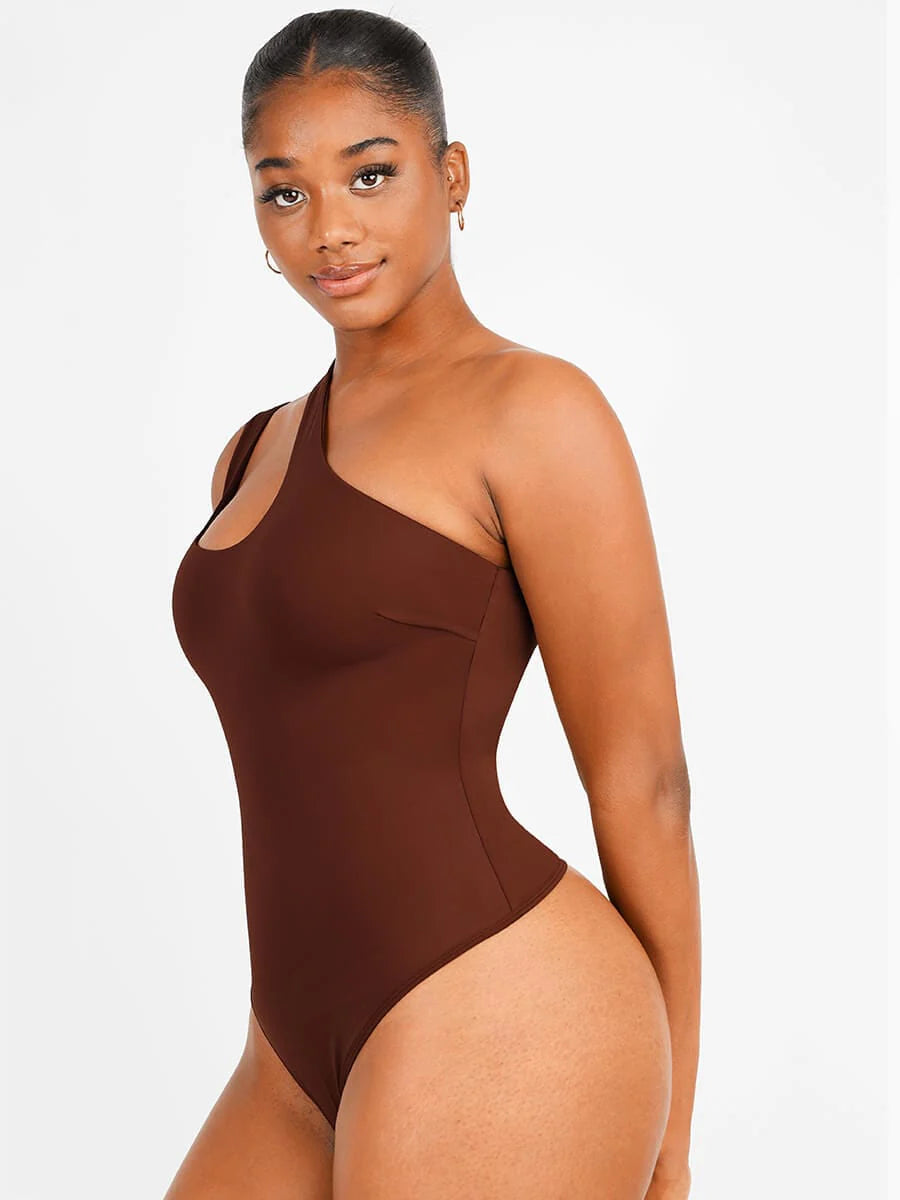 Seamless Shaping One-Shoulder Cut Out Bodysuit