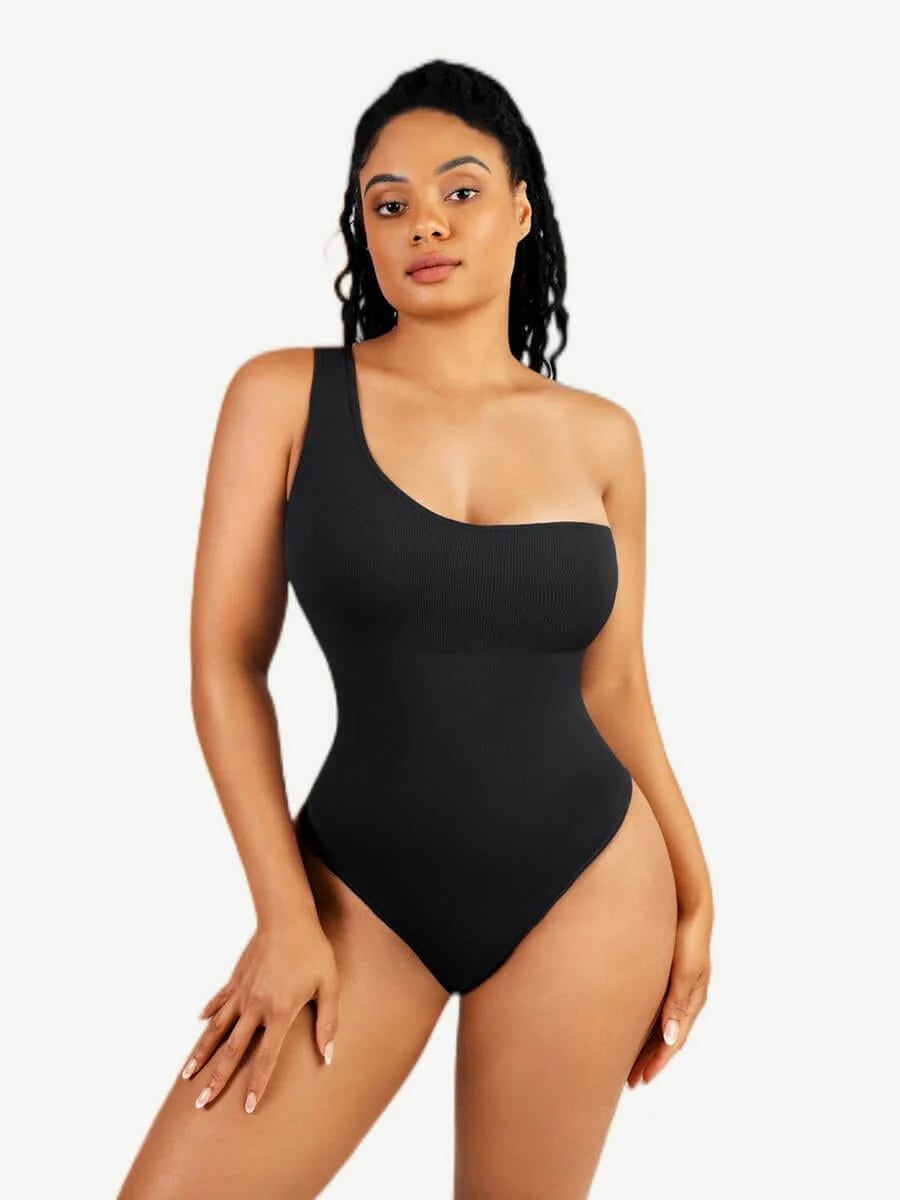 Seamless Shaping One-Shoulder Thong Bodysuit