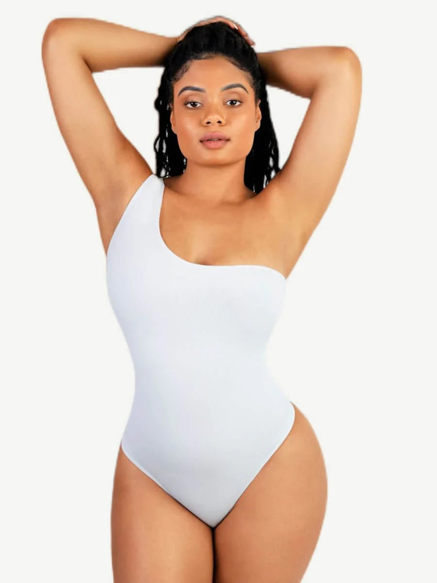 Seamless Shaping One-Shoulder Thong Bodysuit