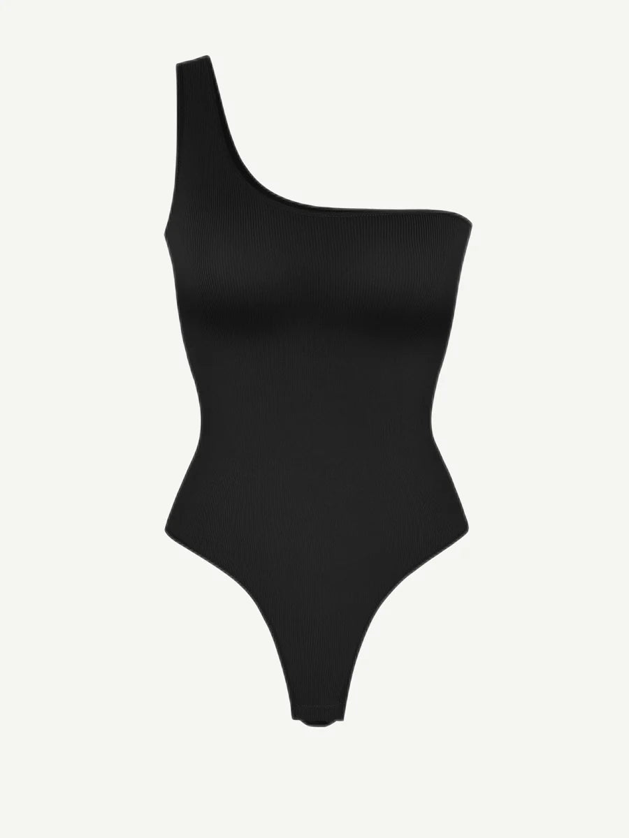 Seamless Shaping One-Shoulder Thong Bodysuit