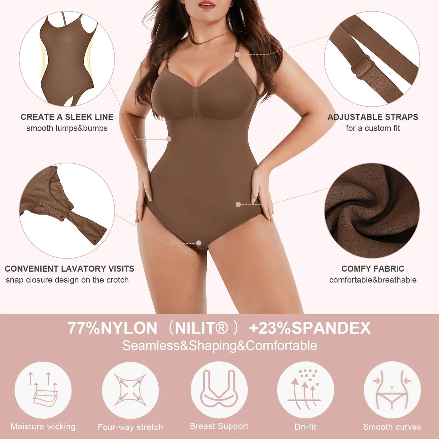 Seamless Shaper Tummy Control Thong Bodysuit