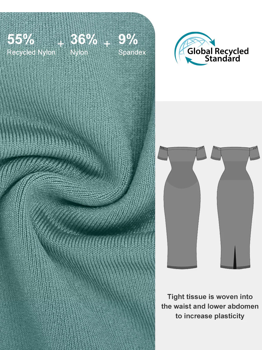 Vestido midi sin costuras con hombros descubiertos y moldeador