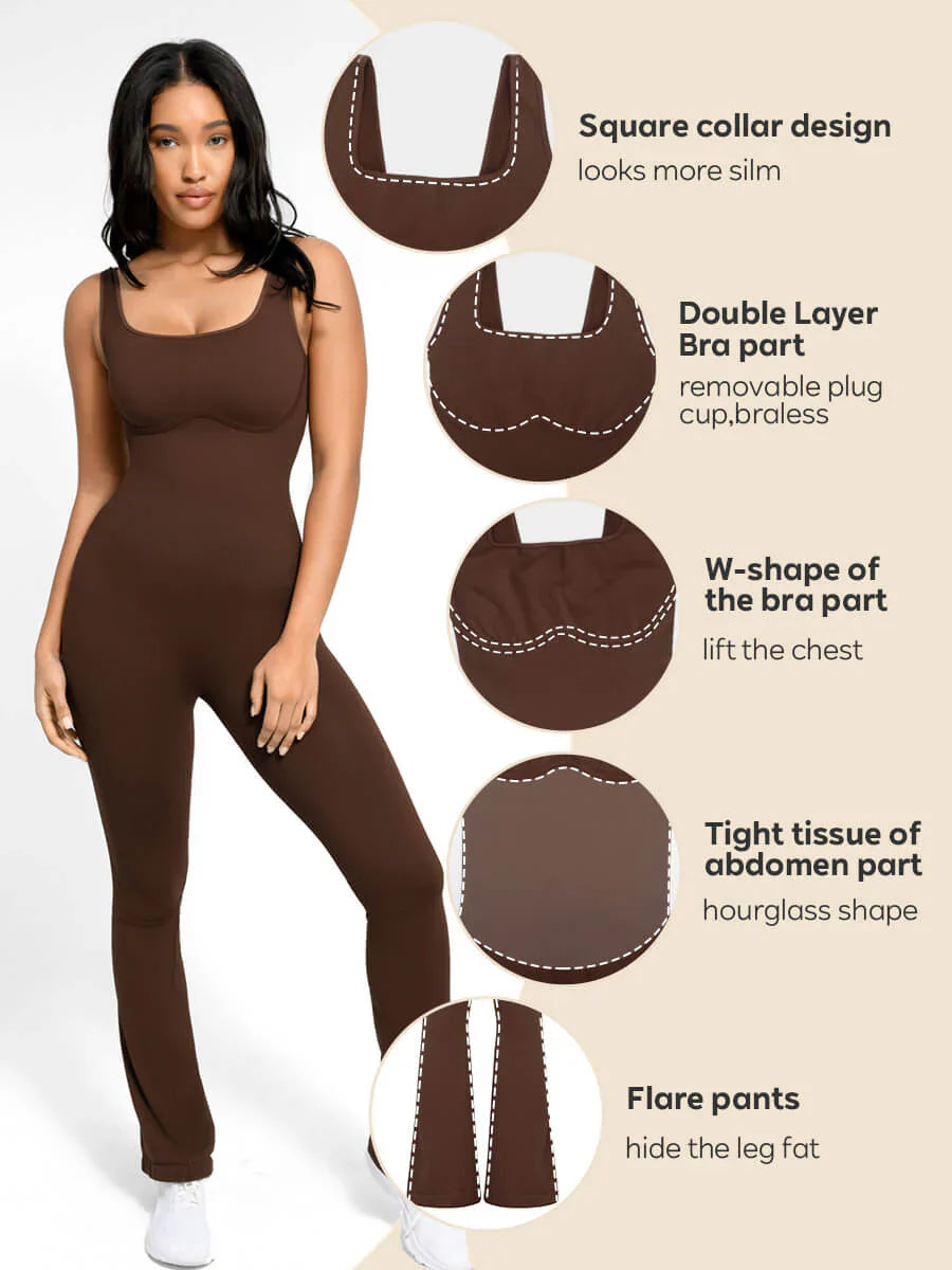 Seamless Shaping U-Back Body Sculpting Flared Jumpsuit