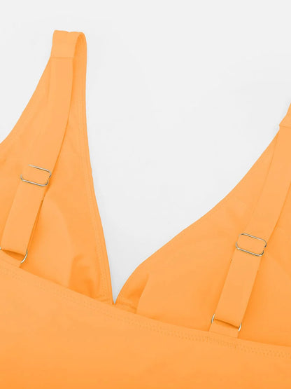 Deep V-Neck Waist Shaping Ruched One Piece Swimsuit