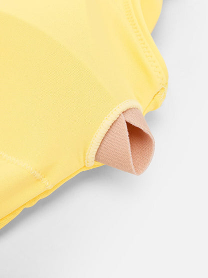 Deep V-Neck Waist Shaping Ruched One Piece Swimsuit