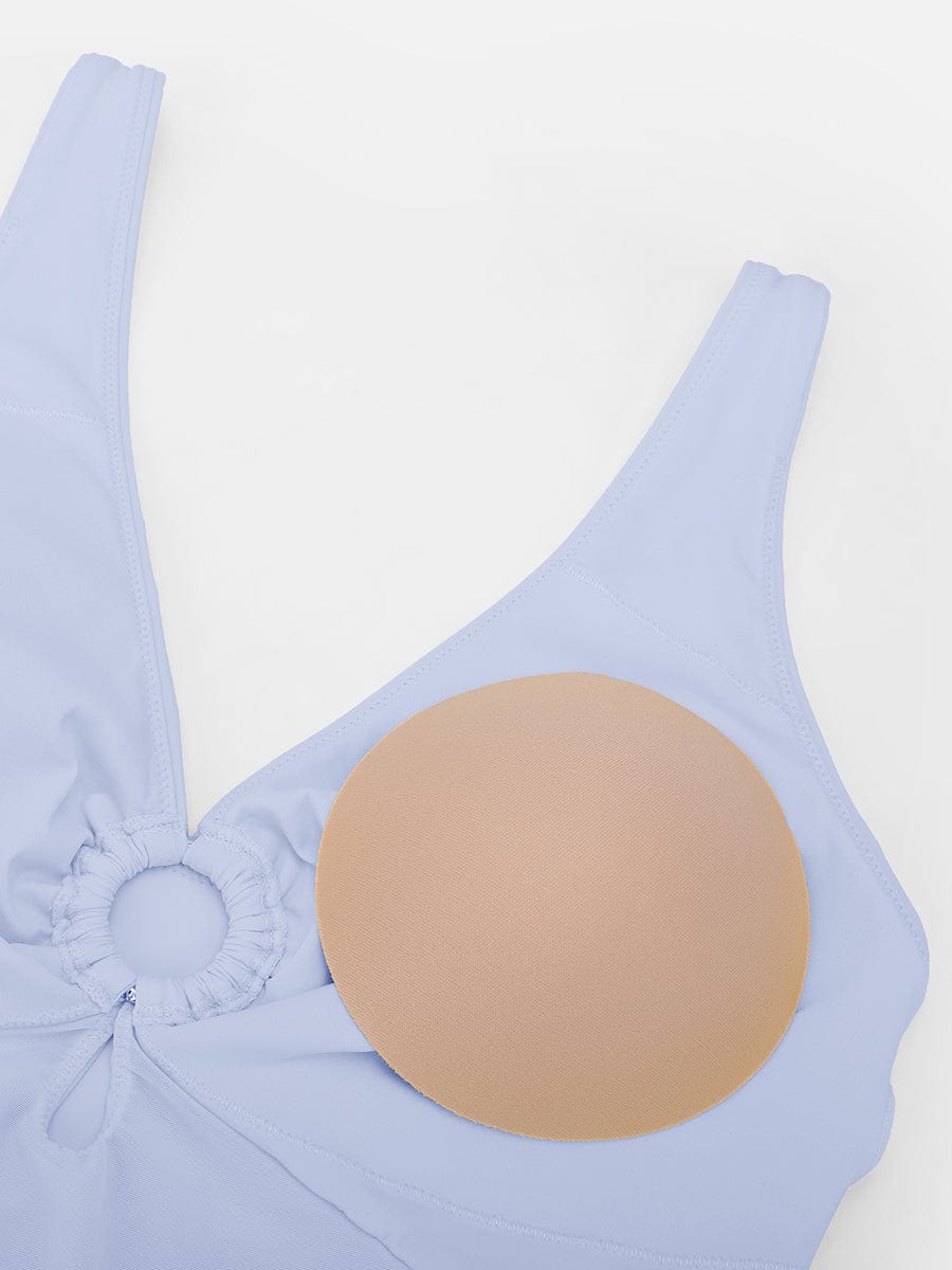 Deep V-Neck Waist Shaping Ruched One Piece Swimsuit