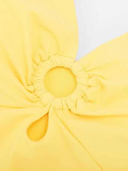 Deep V-Neck Waist Shaping Ruched One Piece Swimsuit