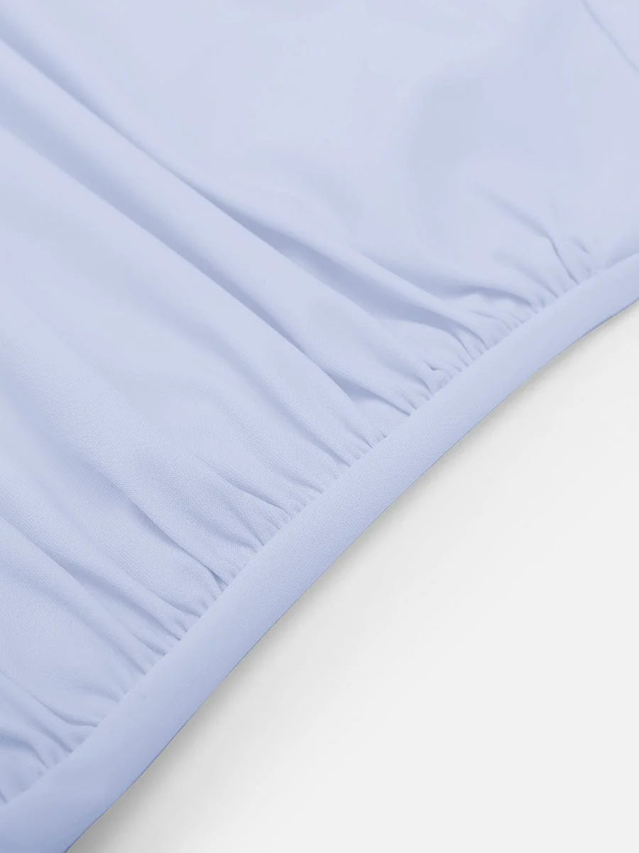 Deep V-Neck Waist Shaping Ruched One Piece Swimsuit