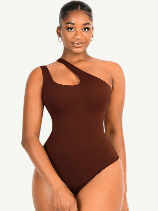 One Shoulder Cut-Out Shapewear Bodysuit