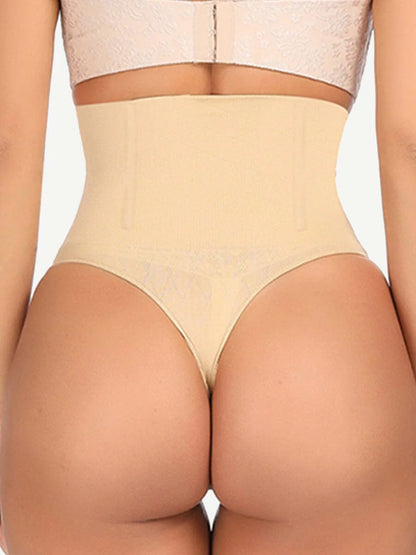 High Waist Tummy Control Shaping Thong with 4 Steel Bones