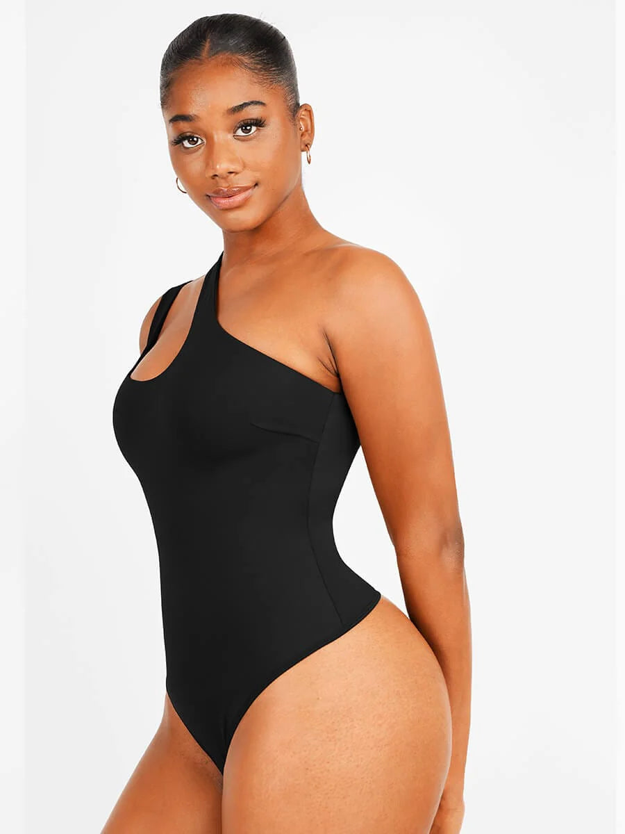 Seamless Shaping One-Shoulder Cut Out Bodysuit