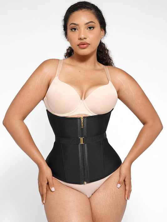 Latex Waist Cincher with Fan Lacing and Front Buckle Adjustment
